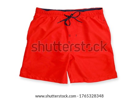 red swimming trunks isolated on white Royalty-Free Stock Photo #1765328348