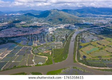 Aerial view of Yeun Long and nearby, New Territories Hong Kong