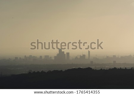 Manchester sunset view with Mountains  and downtown in background From Peak District WoodHead theme - background.
