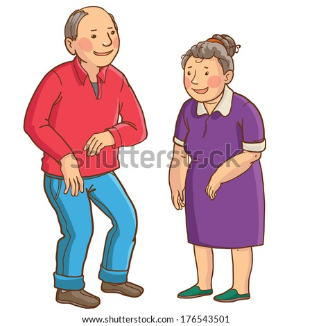 Happy caucasian senior couple. Isolated objects on white background. Great illustration for school books. magazines, advertising  and more. VECTOR.