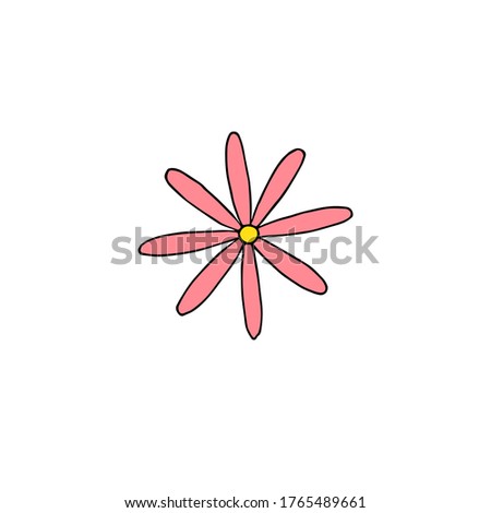 Vector hand drawn doodle sketch pink flower isolated on white background