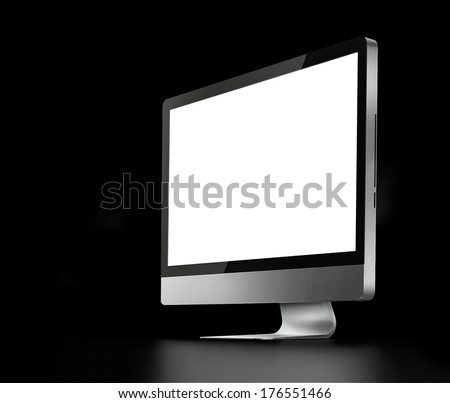 computer with white screen on a black background