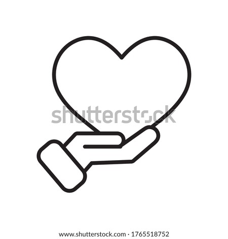 hand holding a heart icon over white background, line style, vector illustration