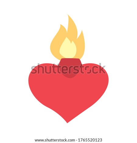 Heart with flame flat style icon design of love passion and romantic theme Vector illustration