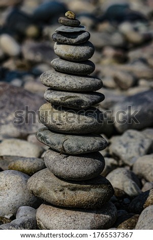 balancing stone with beautiful background nature landscape 