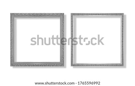 The antique gray silver frame isolated on white background with clipping path