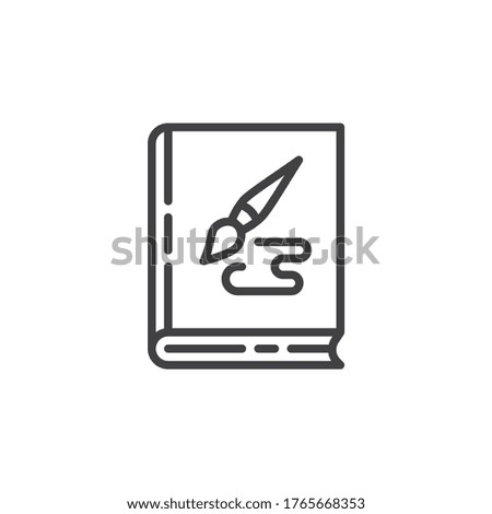 Art book line icon. linear style sign for mobile concept and web design. Book with paintbrush outline vector icon. Symbol, logo illustration. Vector graphics