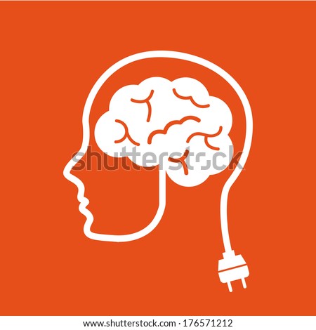 think design over orange background vector illustration