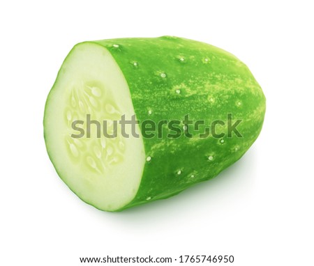 Slice of green cucumber isolated on a white background. Clip art image for package design.