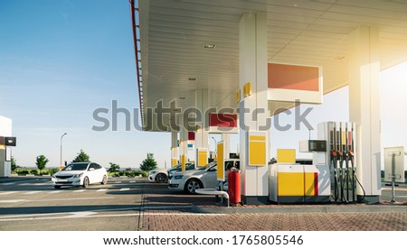 Gas station on the highway Royalty-Free Stock Photo #1765805546