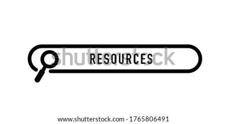 Resources written in search bar on white background. Stock vector Royalty-Free Stock Photo #1765806491