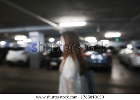 Abstract blurred background of parking lots in the mall.