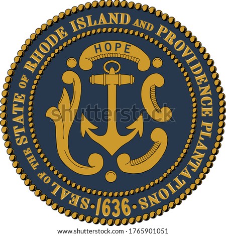Great Seal of US Federal State of Rhode Island (The Ocean State)