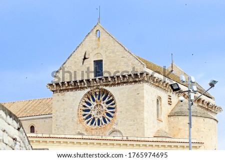 Details of the Roman Catholic cathedral dedicated to Saint Nicholas the Pilgrim in Trani, Puglia, Italy