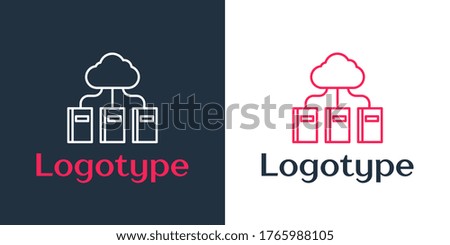 Logotype line Cloud or online library icon isolated on white background. Internet education or distance training. Logo design template element. Vector Illustration