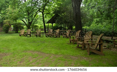 wooden chairs garden picnic outdoor