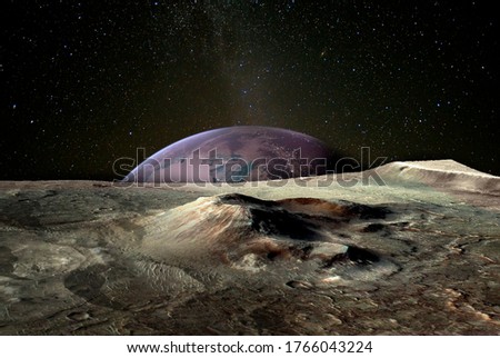 View of Earth from moon. Elements of this image furnished by NASA