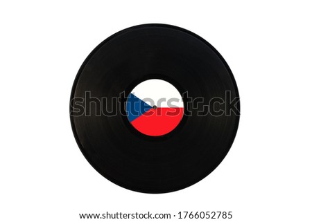 Gramophone record with the flag of the Czech Republic. Czech music. Vinyl record with the flag of the Czech Republic, on a white background, isolated