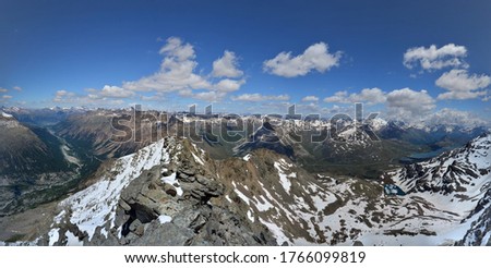 Panorama of the Swiss Alps in the Engadin Graubünden with the Bernina valley on it
