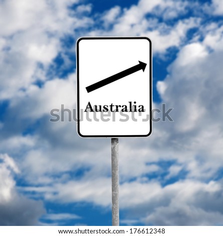 Australia road sign over sky background