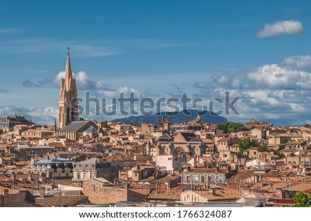 Montpellier's skyline with the Pic Saint Loup in the background