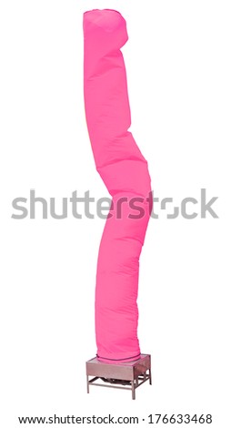 sky tube balloon display stand on white background,pink color