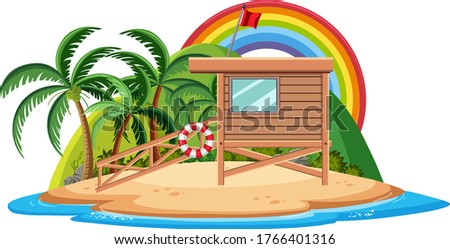 Bungalow on the tropical island cartoon on white background illustration