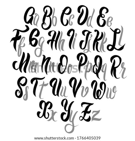 Brush lettering font. Vector alphabet.