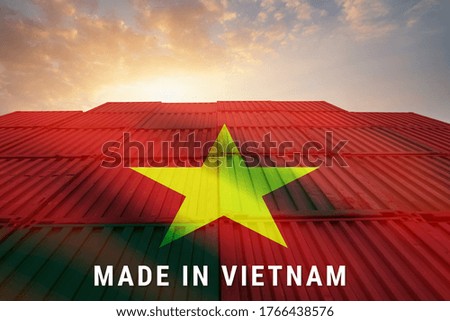 Trade war, Made in VIETNAME smart logistic concept. Shipping Cargo business Container import and export company for Logistics and Transportation. Factory move from VIETNAME