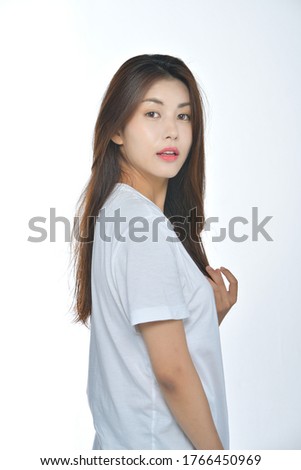 Beautiful Korean Woman in White T-shirt