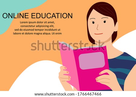 Online education background. Can use for banner, poster, card and brochure. Vector flat illustration