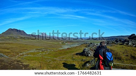 Iceland-panoramic view of Mount Baula since Grabrok Crater