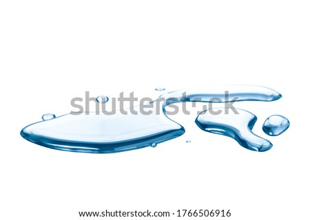 real image,spilled water drop on the floor isolated with clipping path on white background.  Royalty-Free Stock Photo #1766506916
