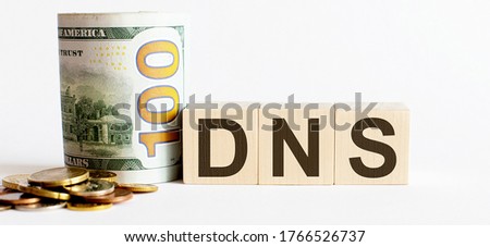 DNS- Business Concept with wooden blocks with money. Growing business startup concepts.