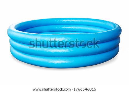 Inflatable paddling pool blue, without water empty. pool kiddy isolate. Royalty-Free Stock Photo #1766546015