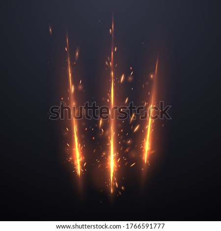 Three cut lines with sparks effect background