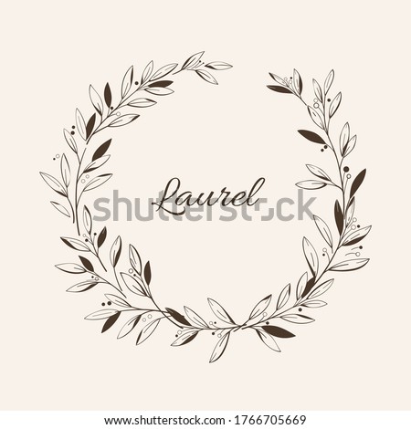 Laurel wreath. Vector design elements in boho style. Illustration for greeting card, packaging. Royalty-Free Stock Photo #1766705669