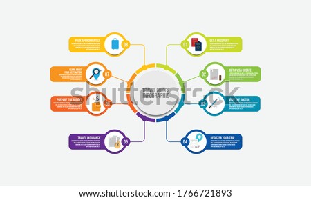Travel guides infographic with steps and icon element vector template Royalty-Free Stock Photo #1766721893