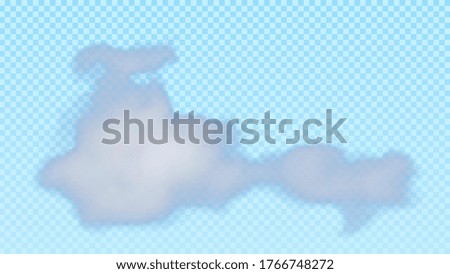 Isolated realistic cloud on blue transparent background. Natural element for template decoration and mockup. Vector illustration
