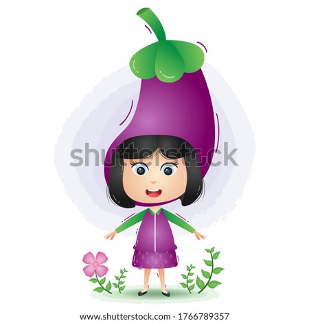A children using the eggplant vegetables costume character cartoon vector.