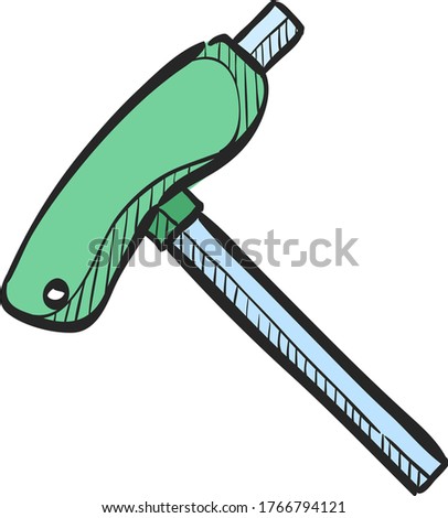 Allen key icon in color drawing. Sport transportation repair maintenance tool equipment