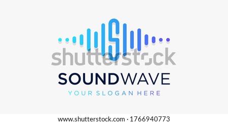 Letter S with pulse . sound wave element. logo template electronic music, equalizer, store, DJ music, nightclub, disco. audio wave logo concept, multimedia technology themed, abstract shape.