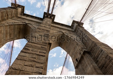 The arched of Brooklyn Bridge in New York City, United States