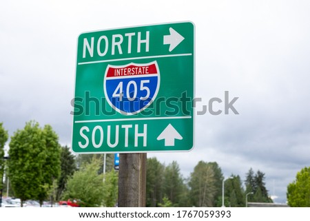 Onramp sign to North and South Interstate 405 (I-405)