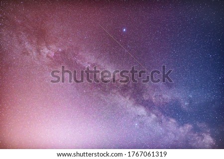 June  Milky Way, Deneb and Vega  stars in the night sky.