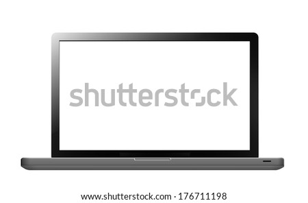 Laptop with blank screen isolated on white. Can be used with custom images.  (with clipping work path) 
