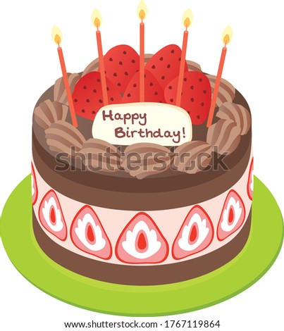 Birthday cake with strawberry and chocolate