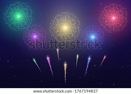 Vector Colorful Firework on night background