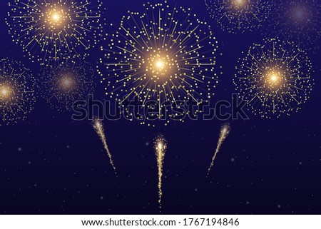 Vector gold Firework on night background
