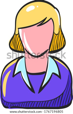 Female receptionist icon in color drawing. Call center, help desk, support 